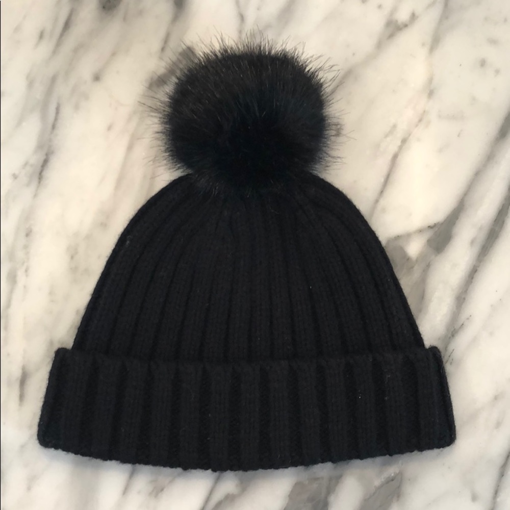 J. Crew Knit Hat with Faux Fur Pom-Pom